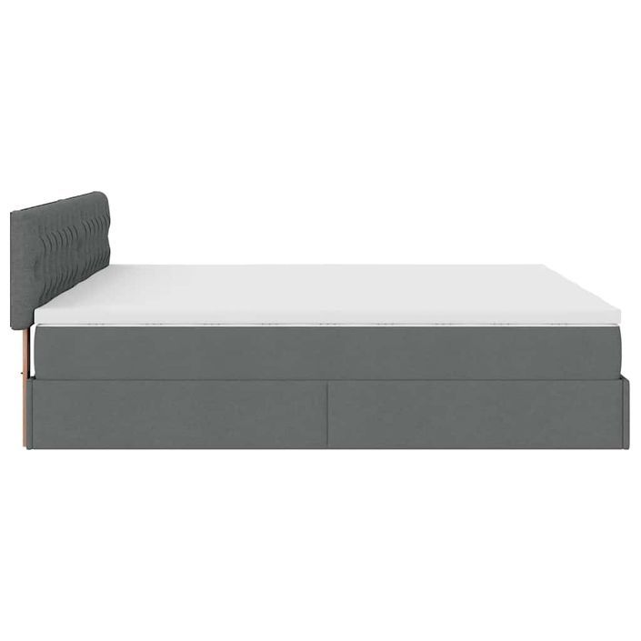 Cadre de lit ottoman avec matelas gris foncé 160x200cm tissu - Photo n°9