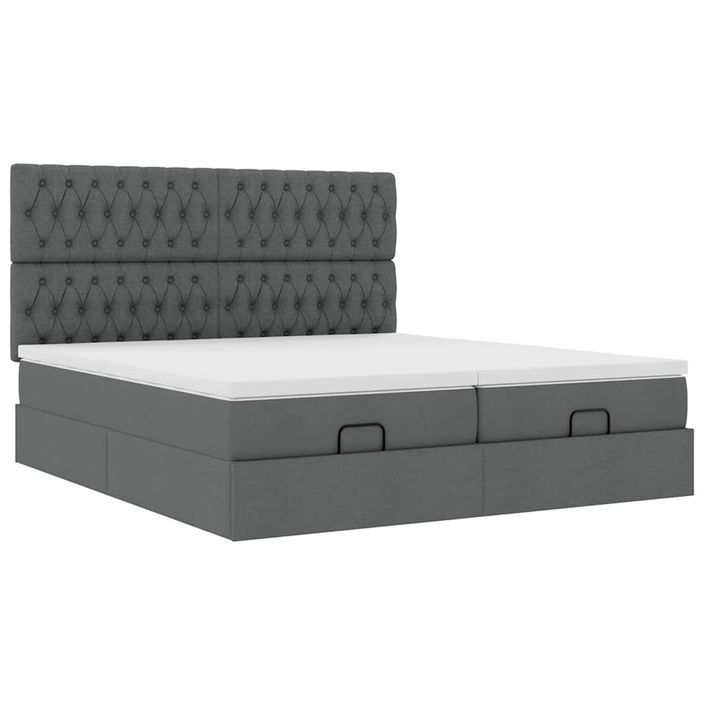 Cadre de lit ottoman avec matelas gris foncé 160x200cm tissu - Photo n°4