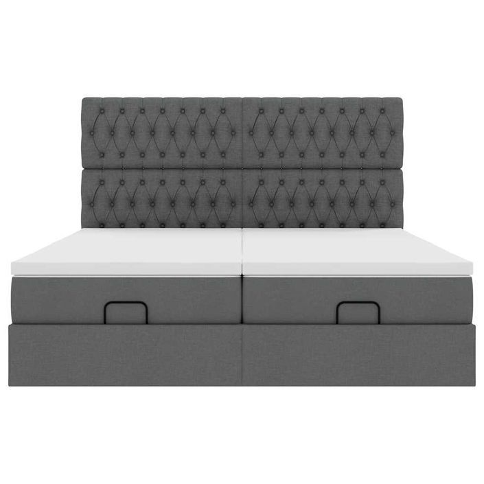 Cadre de lit ottoman avec matelas gris foncé 160x200cm tissu - Photo n°5