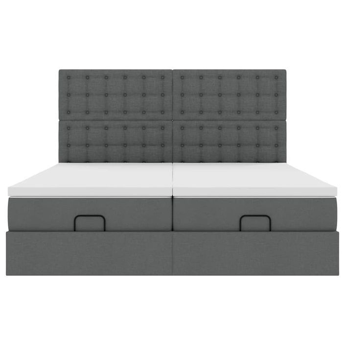 Cadre de lit ottoman avec matelas gris foncé 160x200cm tissu - Photo n°6