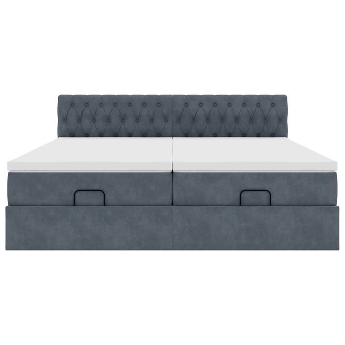 Cadre de lit ottoman avec matelas gris foncé 160x200cm velours - Photo n°5