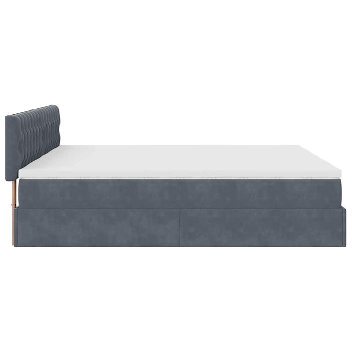 Cadre de lit ottoman avec matelas gris foncé 160x200cm velours - Photo n°8