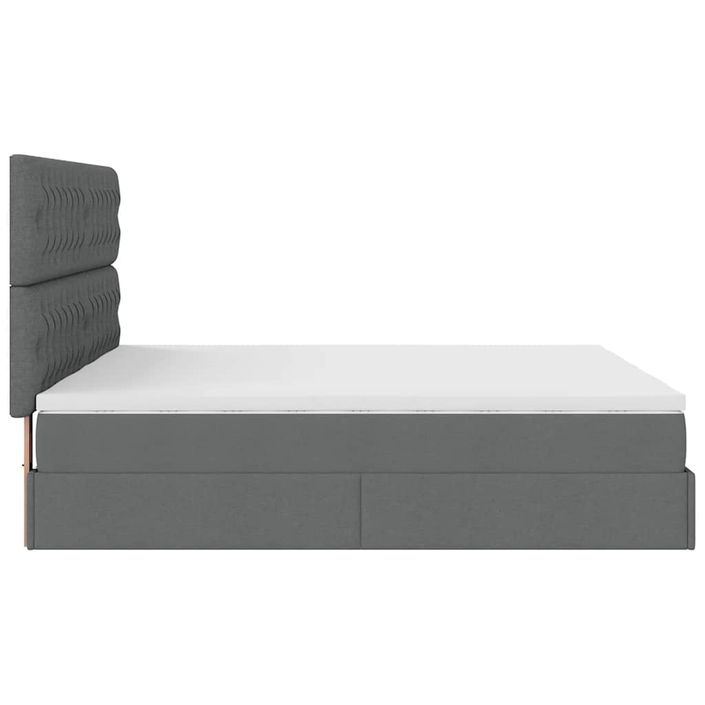 Cadre de lit ottoman avec matelas gris foncé 180x200cm tissu - Photo n°7