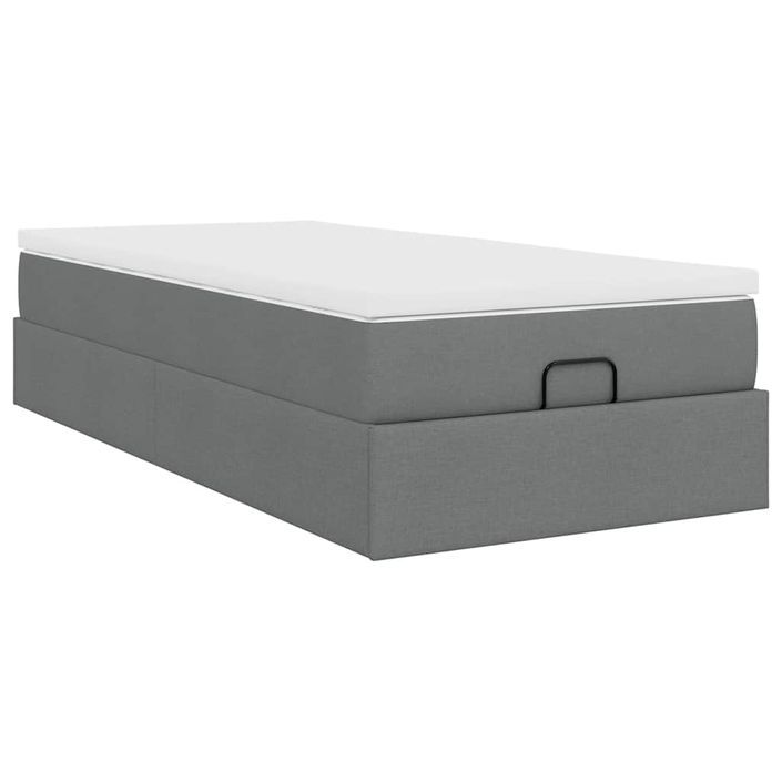 Cadre de lit ottoman avec matelas gris foncé 80x200 cm tissu - Photo n°8