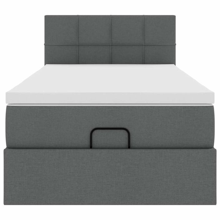 Cadre de lit ottoman avec matelas gris foncé 80x200 cm tissu - Photo n°5