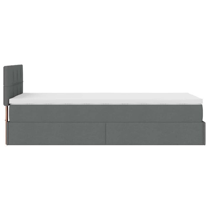 Cadre de lit ottoman avec matelas gris foncé 80x200 cm tissu - Photo n°8