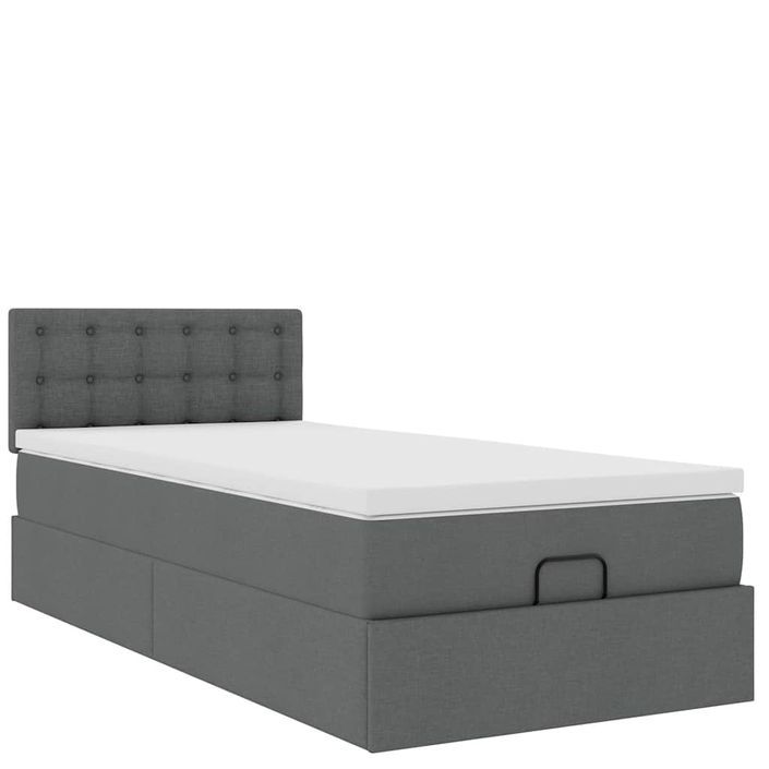 Cadre de lit ottoman avec matelas gris foncé 80x200 cm tissu - Photo n°2