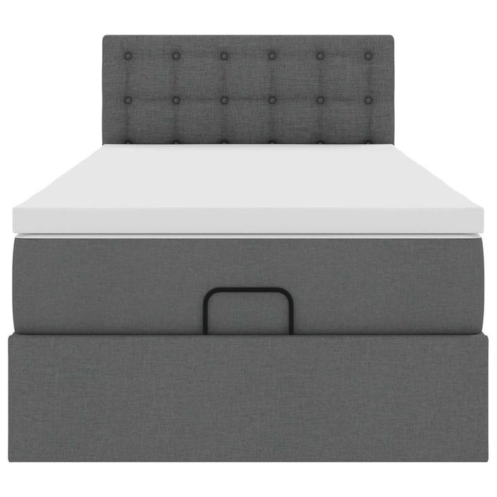 Cadre de lit ottoman avec matelas gris foncé 80x200 cm tissu - Photo n°5