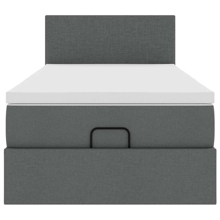 Cadre de lit ottoman avec matelas gris foncé 80x200 cm tissu - Photo n°6