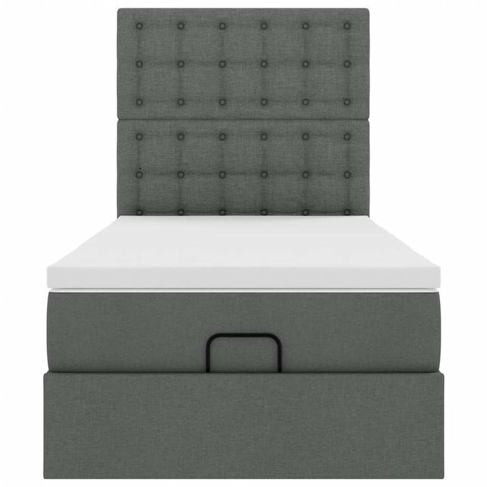 Cadre de lit ottoman avec matelas gris foncé 80x200 cm tissu - Photo n°5