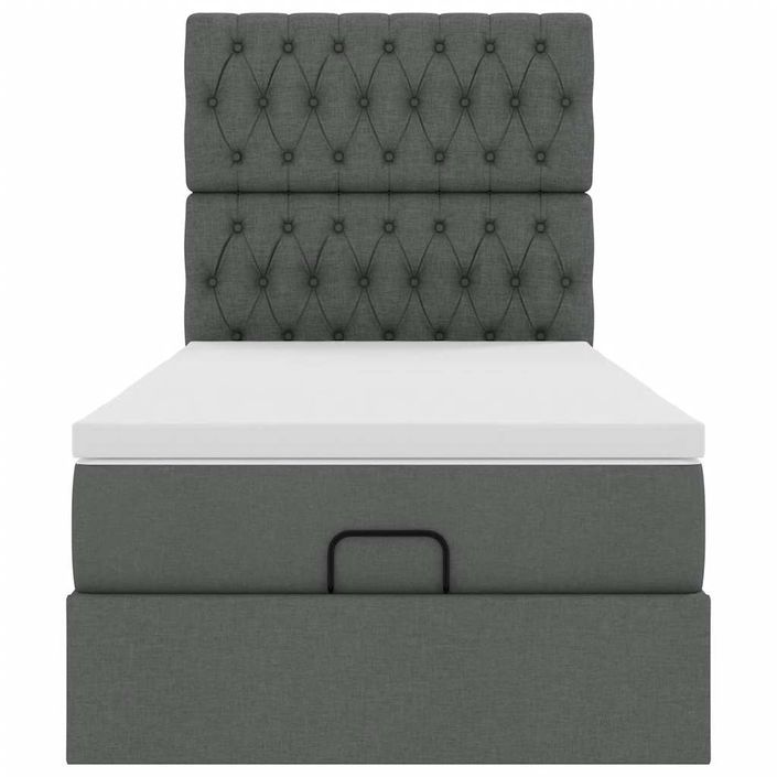 Cadre de lit ottoman avec matelas gris foncé 80x200 cm tissu - Photo n°6