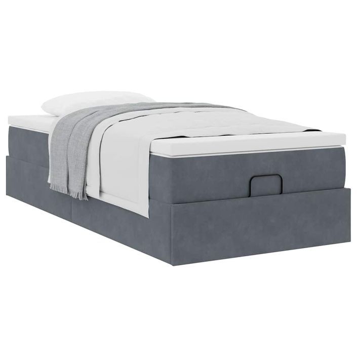 Cadre de lit ottoman avec matelas gris foncé 80x200 cm velours - Photo n°4