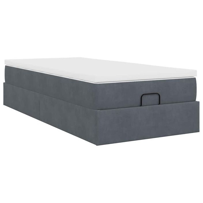 Cadre de lit ottoman avec matelas gris foncé 80x200 cm velours - Photo n°8