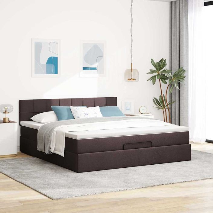 Cadre de lit ottoman avec matelas gris foncé 80x200 cm velours - Photo n°4