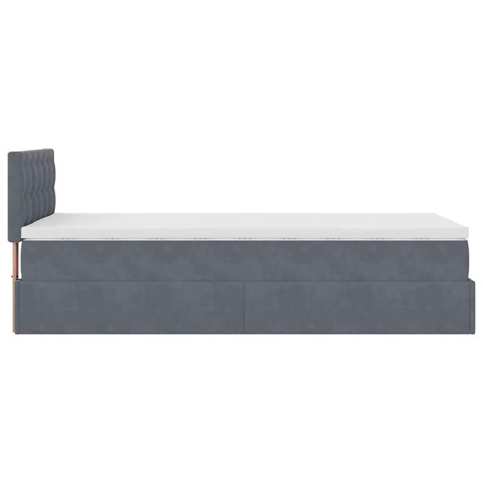 Cadre de lit ottoman avec matelas gris foncé 80x200 cm velours - Photo n°9