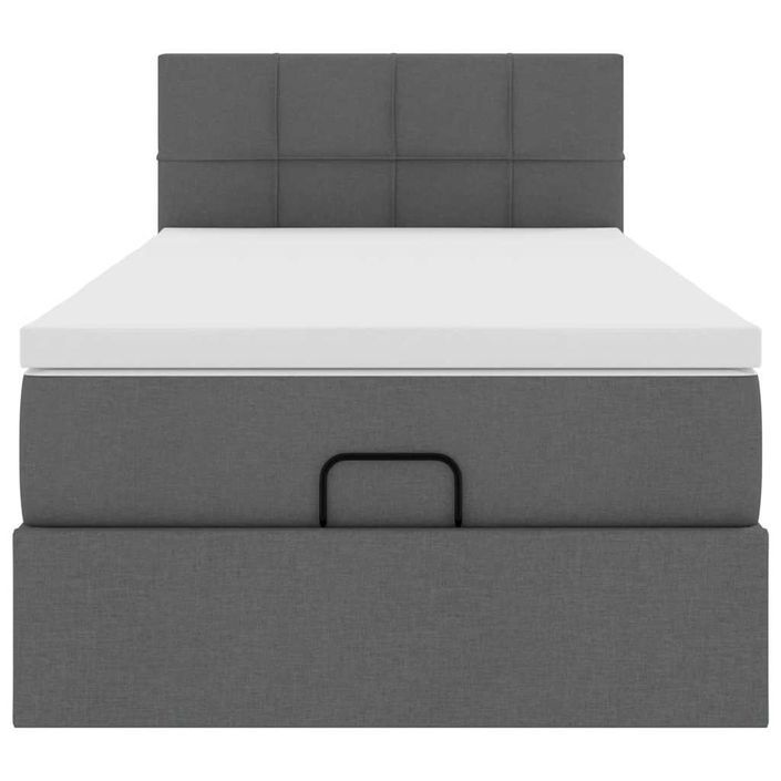 Cadre de lit ottoman avec matelas gris foncé 90x190 cm tissu - Photo n°5