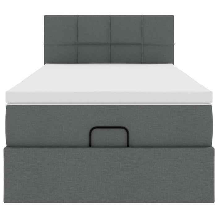 Cadre de lit ottoman avec matelas gris foncé 90x190 cm tissu - Photo n°6