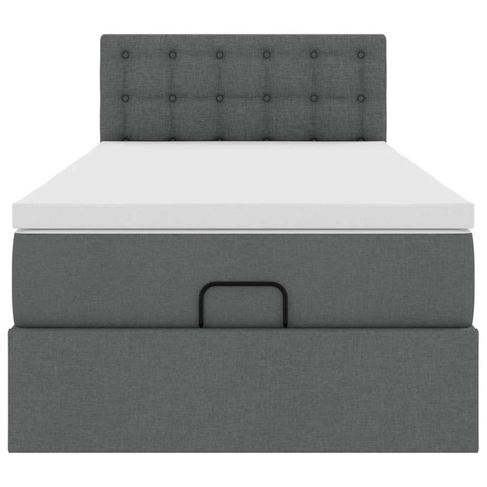 Cadre de lit ottoman avec matelas gris foncé 90x190 cm tissu - Photo n°6