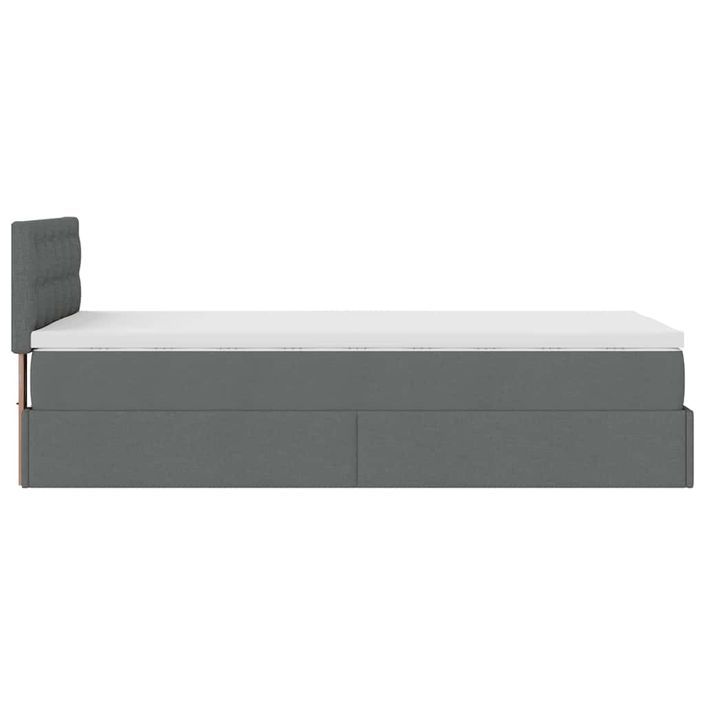 Cadre de lit ottoman avec matelas gris foncé 90x190 cm tissu - Photo n°9