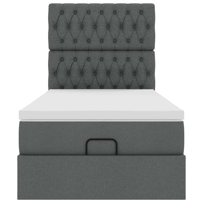 Cadre de lit ottoman avec matelas gris foncé 90x190 cm tissu - Photo n°5