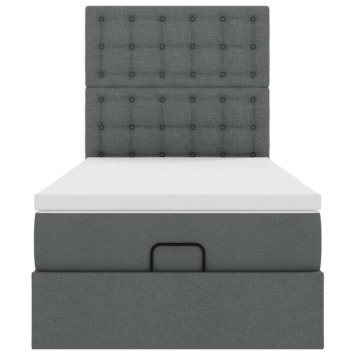 Cadre de lit ottoman avec matelas gris foncé 90x190 cm tissu - Photo n°6