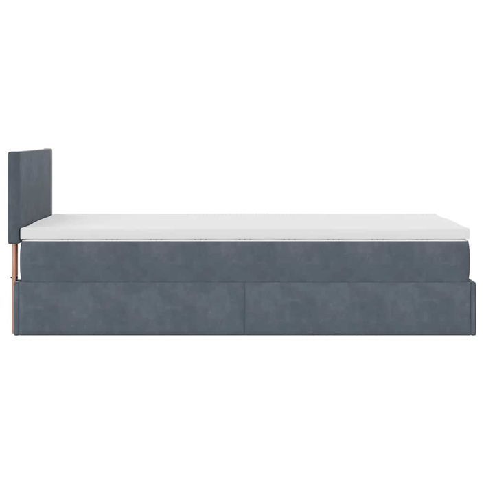 Cadre de lit ottoman avec matelas gris foncé 90x190 cm velours - Photo n°9