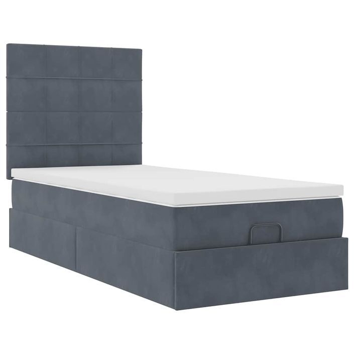 Cadre de lit ottoman avec matelas gris foncé 90x190 cm velours - Photo n°4