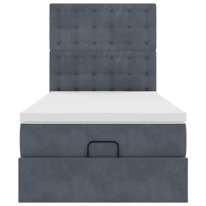 Cadre de lit ottoman avec matelas gris foncé 90x190 cm velours - Photo n°6