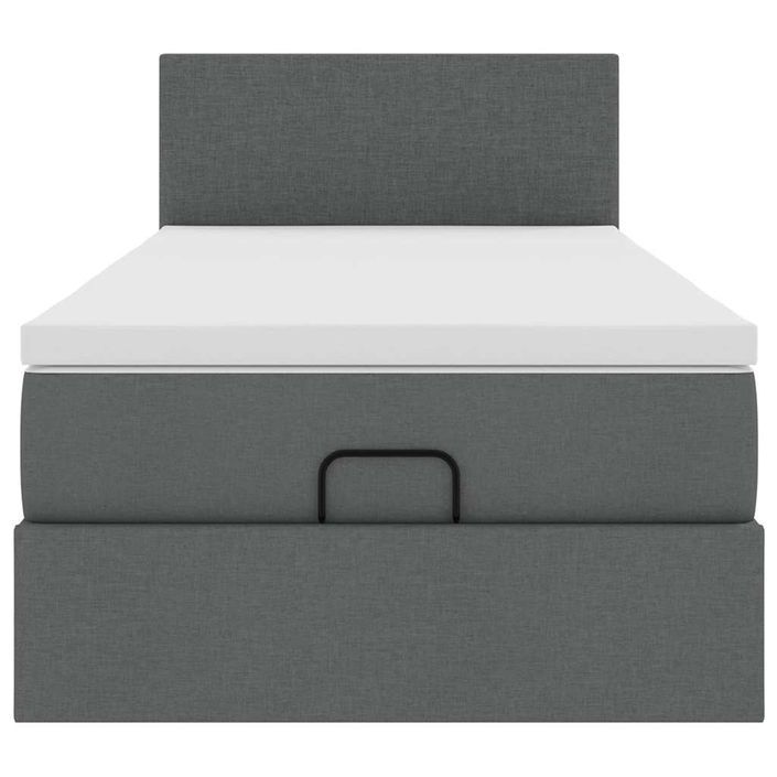 Cadre de lit ottoman avec matelas gris foncé 90x200 cm tissu - Photo n°5