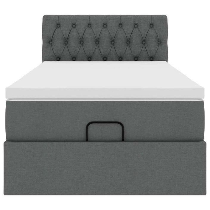 Cadre de lit ottoman avec matelas gris foncé 90x200 cm tissu - Photo n°5