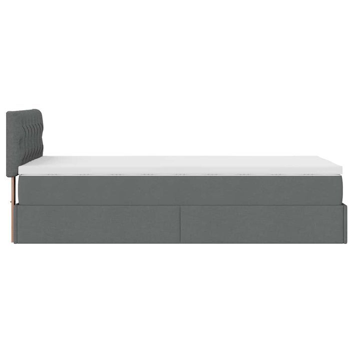 Cadre de lit ottoman avec matelas gris foncé 90x200 cm tissu - Photo n°8