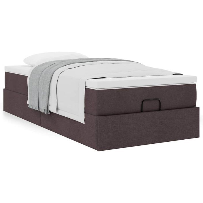 Cadre de lit ottoman avec matelas marron foncé 80x200 cm tissu - Photo n°1