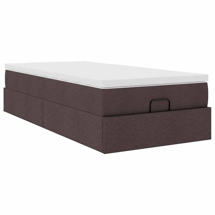 Cadre de lit ottoman avec matelas marron foncé 80x200 cm tissu - Photo n°2