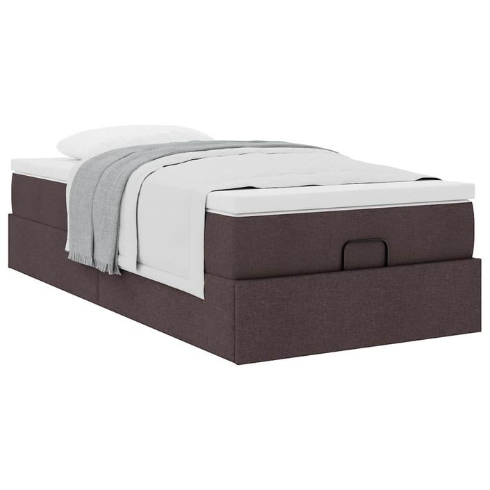 Cadre de lit ottoman avec matelas marron foncé 80x200 cm tissu - Photo n°4