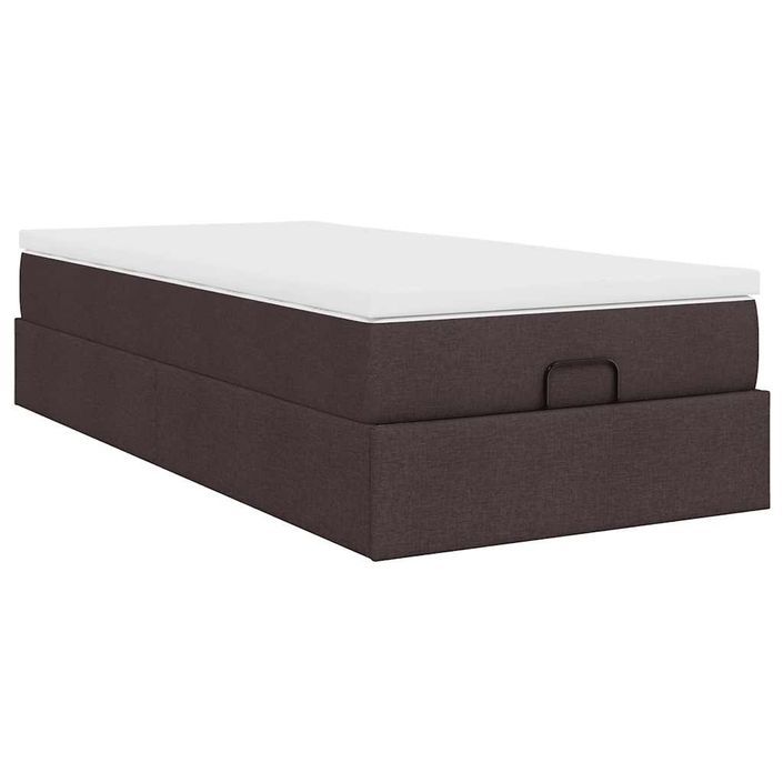 Cadre de lit ottoman avec matelas marron foncé 80x200 cm tissu - Photo n°8