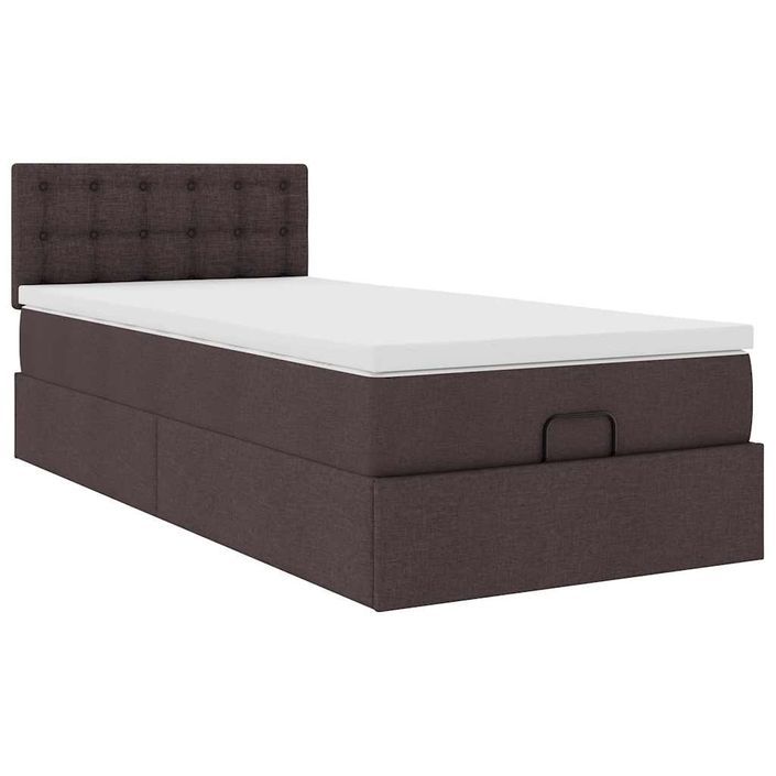 Cadre de lit ottoman avec matelas marron foncé 80x200 cm tissu - Photo n°5