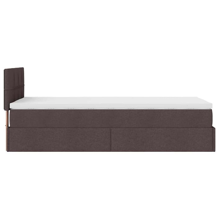 Cadre de lit ottoman avec matelas marron foncé 90x200 cm tissu - Photo n°8