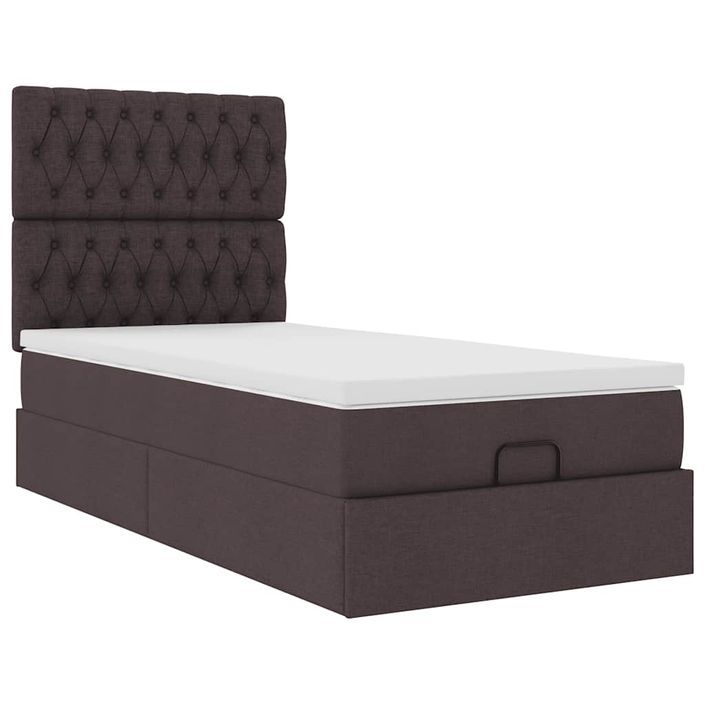 Cadre de lit ottoman avec matelas marron foncé 90x200 cm tissu - Photo n°5