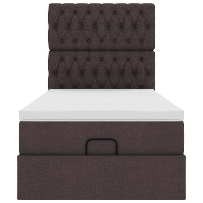 Cadre de lit ottoman avec matelas marron foncé 90x200 cm tissu - Photo n°6