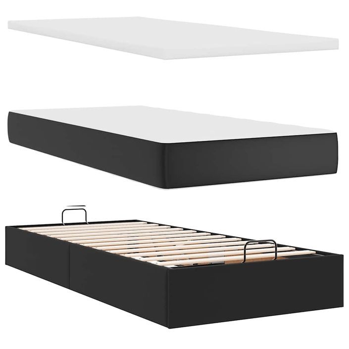 Cadre de lit ottoman avec matelas noir 100x200 cm similicuir - Photo n°6