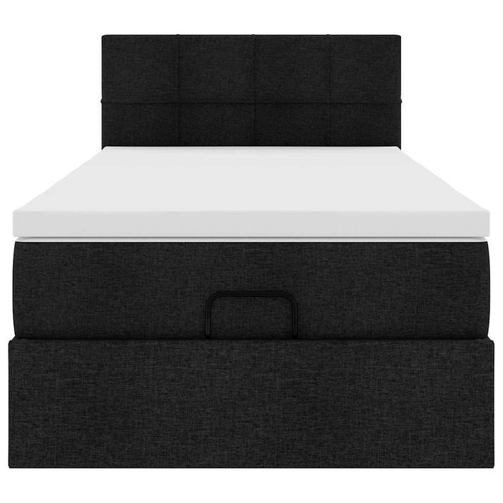 Cadre de lit ottoman avec matelas noir 100x200cm tissu - Photo n°5