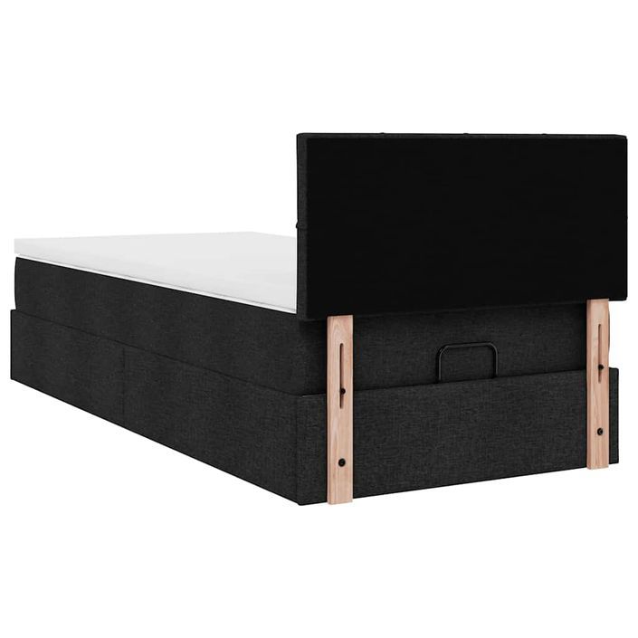 Cadre de lit ottoman avec matelas noir 100x200cm tissu - Photo n°9