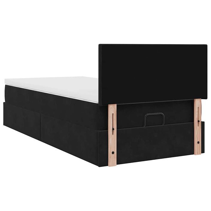 Cadre de lit ottoman avec matelas noir 100x200cm velours - Photo n°9