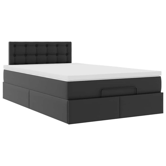 Cadre de lit ottoman avec matelas noir 120x190 cm similicuir - Photo n°4