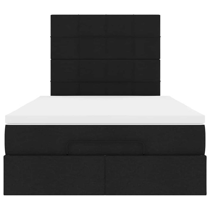 Cadre de lit ottoman avec matelas noir 120x190 cm tissu - Photo n°5