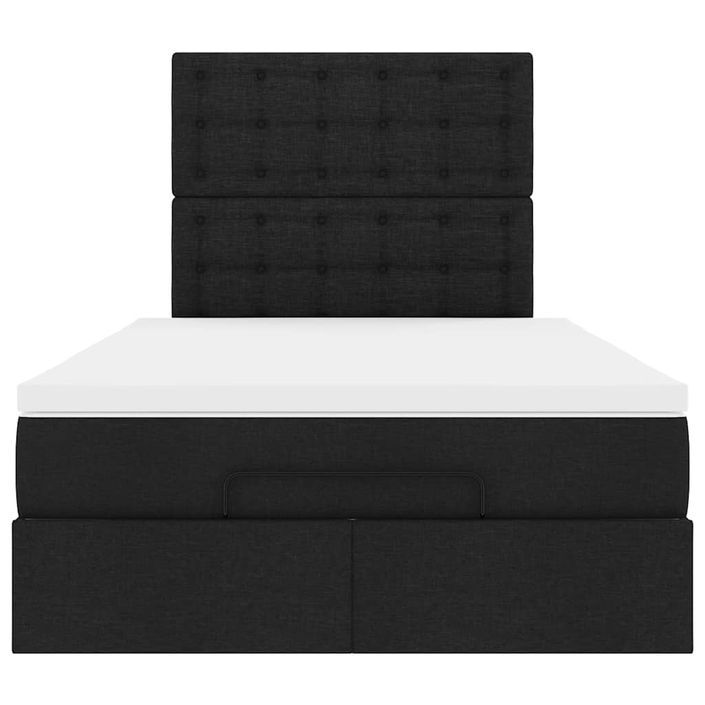 Cadre de lit ottoman avec matelas noir 120x190 cm tissu - Photo n°5