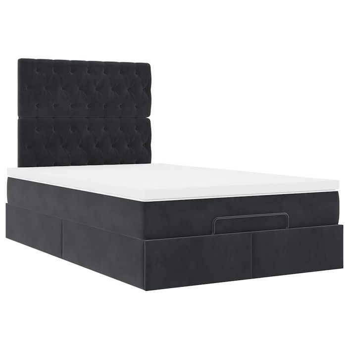 Cadre de lit ottoman avec matelas noir 120x190 cm tissu - Photo n°5