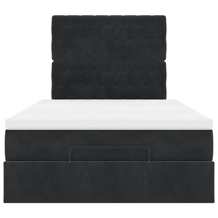 Cadre de lit ottoman avec matelas noir 120x190 cm tissu - Photo n°8