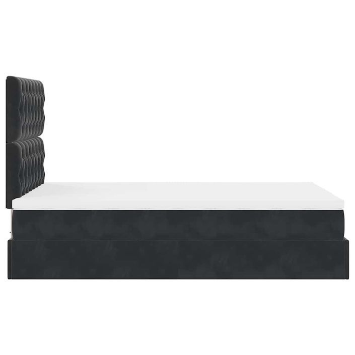 Cadre de lit ottoman avec matelas noir 120x190 cm tissu - Photo n°9