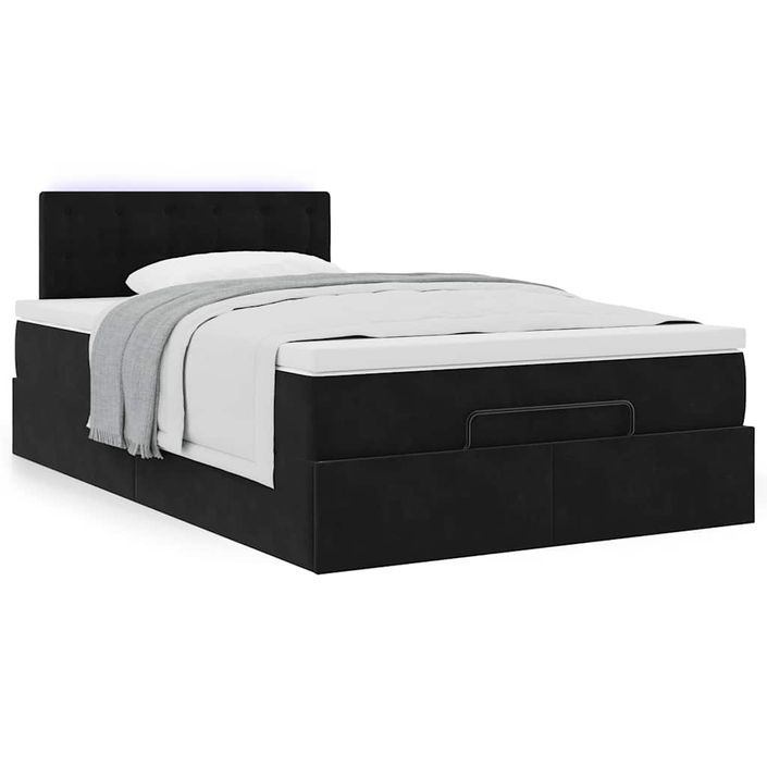 Cadre de lit ottoman avec matelas noir 120x190 cm velours - Photo n°4